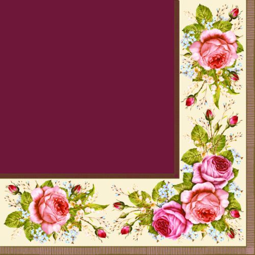 Maki ubrousky paprov 3vrstv 33 x 33 cm 20 ks - Vintage Roses Claret