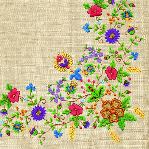 Maki ubrousky paprov 3vrstv 33 x 33 cm 20 ks - Kashubian Folk 5