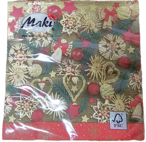 Maki ubrousky vnon 3vrstv 33 x 33 cm 20 ks -  Christmas Wooden Decorations
