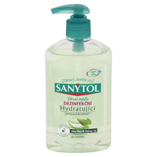 SANYTOL dezinfekční hydratující mýdlo zelený čaj &amp; aloe vera 250 ml