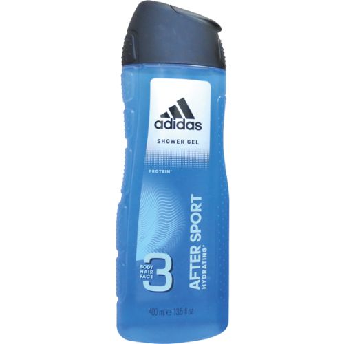 Adidas After Sport 3v1 sprchový šampon pro muže na tělo, vlasy a obličej 400 ml