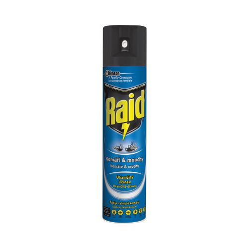 Raid spray proti létajícímu hmyzu, proti komárům a mouchám, 400 ml - modrý
