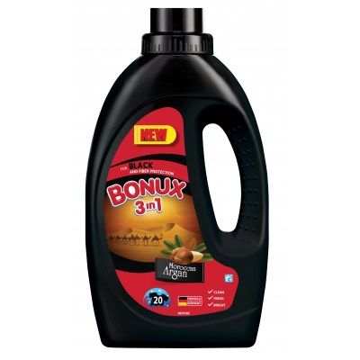 Bonux Moroccan Argan Oil prací gel na tmavé a černé, 20 praní, 1,1 l