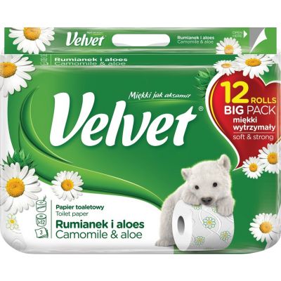 Velvet Camomile 3vrstvý toaletní papír heřmánek role 18,3 m 12 rolí