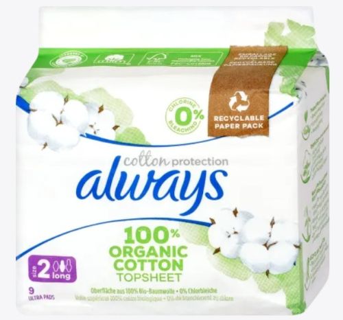 Always Organic Cotton Long vložky 9 ks