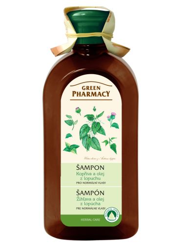 Green Pharmacy Kopřiva a olej z kořenů lopuchu - šampon pro normální vlasy, 350 ml
