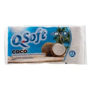 Q-Soft 3-vrstvy toaletn papr kokos 8 ks