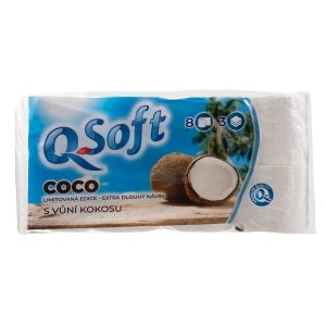 Q-Soft 3-vrstv toaletn papr kokos 8 ks