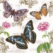 Maki ubrousky paprov 3vrstv 33 x 33 cm 20 ks - Butterflies on Retro Background