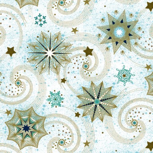 Ubrousky vánoční 3vrstvé 33 x 33 cm 20 ks - Gold &amp; Turquise Stars and Twirls
