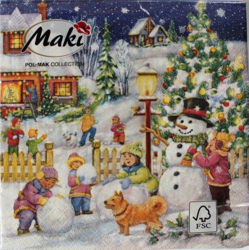 Maki ubrousky vnon 3vrstv 33 x 33 cm 20 ks - Snowy Winter in Village