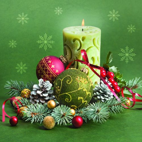 Maki ubrousky vnon 3vrstv 33 x 33 cm 20 ks - Ornate Candle &amp; Bauble Composition