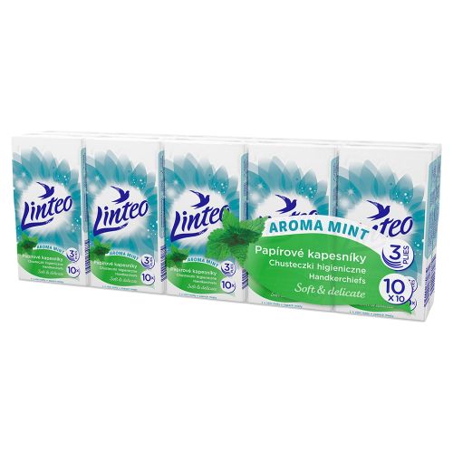 Linteo papírové kapesníky 10x10ks, mint, 3-vrstvé
