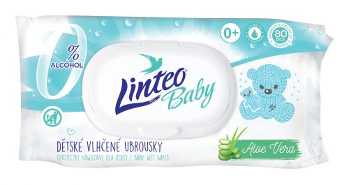 Linteo Baby vlhen ubrousky s klipem 80 ks Aloe Vera