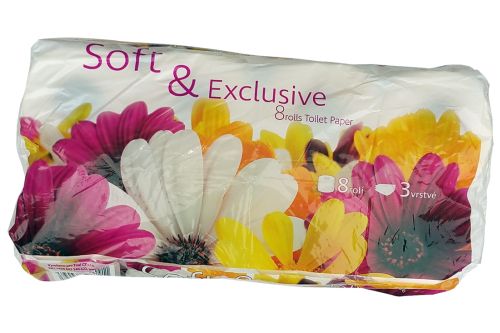 Toaletní papír Soft a Exclusive bílý 8ks 3vrstvý