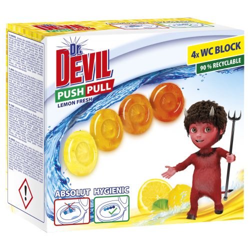 Dr. Devil WC Push Pull Gel Lemon Fresh WC blok bez koku, 4  20 g