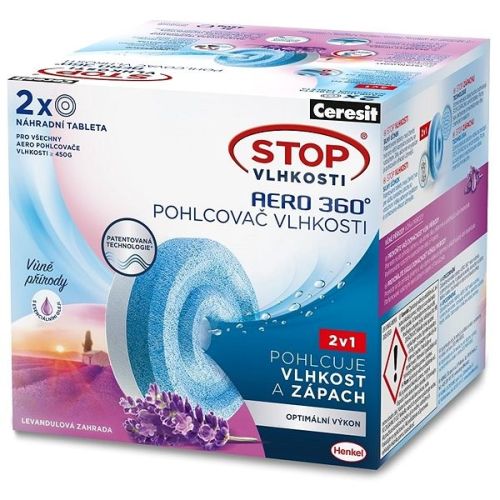 Ceresit Stop vlhkosti  Aero 360 2v1 2x450g nhradn tablety Levandule