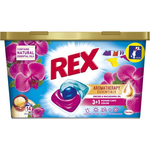 Rex Power Caps Aromatherapy Orchid &amp; Macadamia Oil kapsle na praní, 14 praní