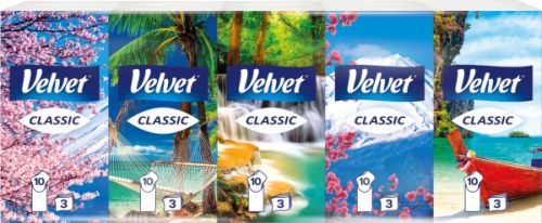 Velvet Classic 3-vrstv paprov kapesnky 10x10ks